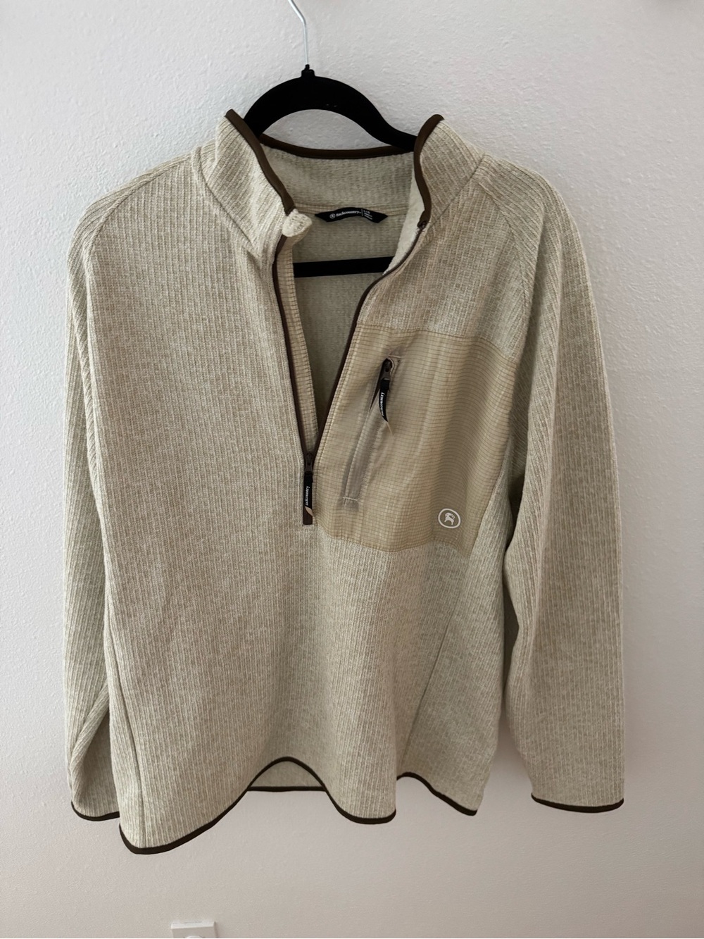 Men's Beige Quarter-Zip Pullover Sweater